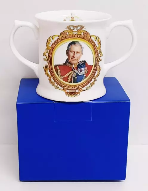 HM King Charles III Mug 300 ml Fine China Gift Boxed Loving 2 Handle Coronation