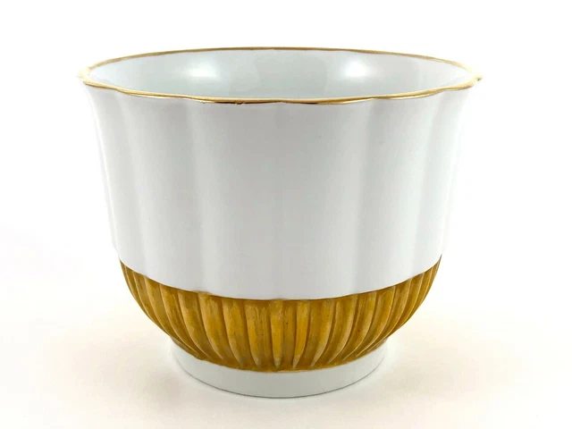 Vtg Bareuther Waldsassen Planter Wide-Mouth Vase Porcelain Bavaria Germany Gold
