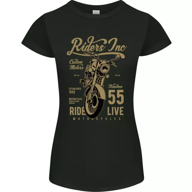 Maglietta Riders Inc Motociclo Cafe Racer Biker Bike Donna Petite Cut