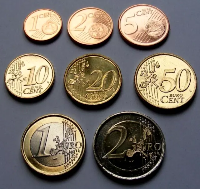 Ireland 1 2 5 10 20 50 Cents 1 2 EUROS 2002 UNC 8 Coin Irish HARP Complete Set