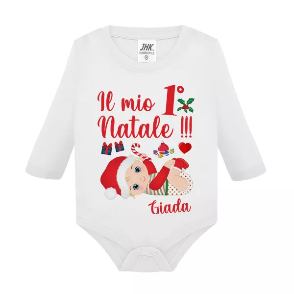 Body neonato Il mio primo Natale! Personalizzato con nome! Bebè felice natalizio