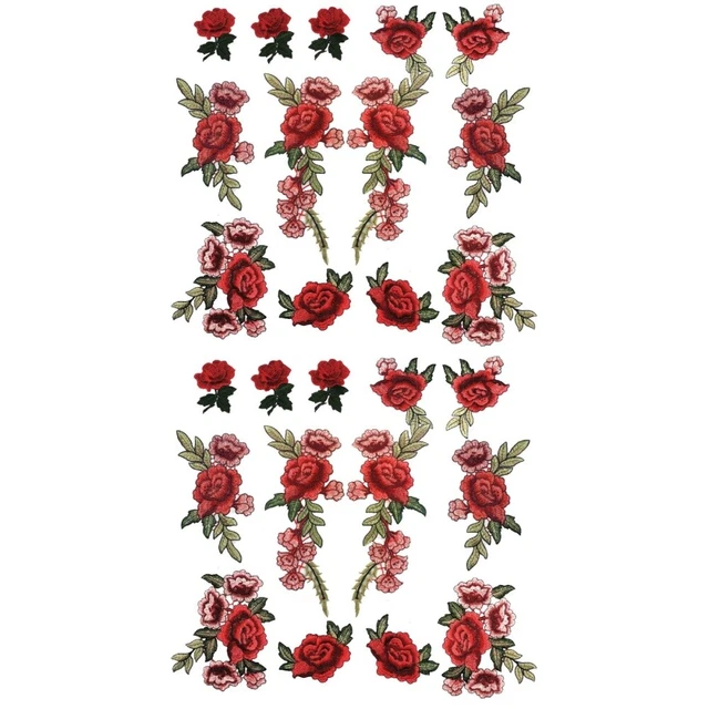 2 stücke Klassische Rosenmuster DIY Nähende Dekoration Appliques Aufkleber Set