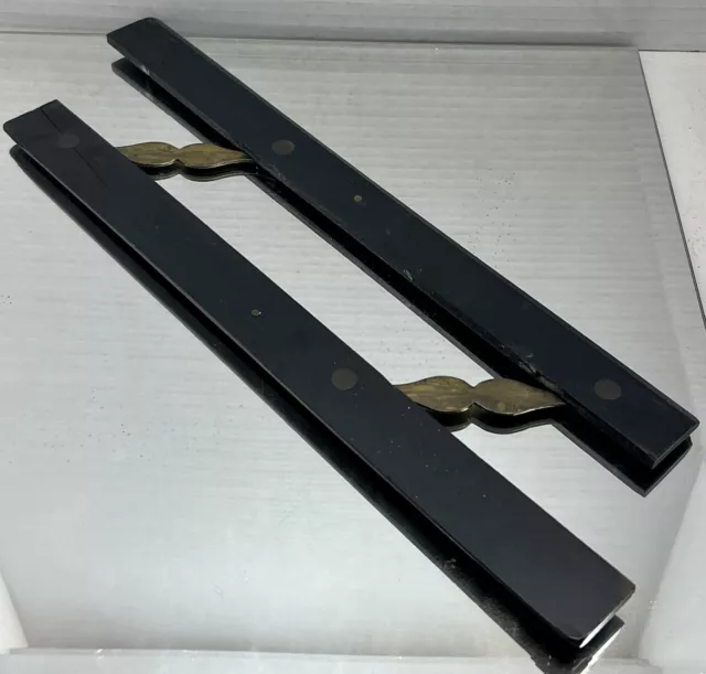 (A) Vintage Ebony & Brass Parallel Ruler Ship Navigation Tool Nautical 2