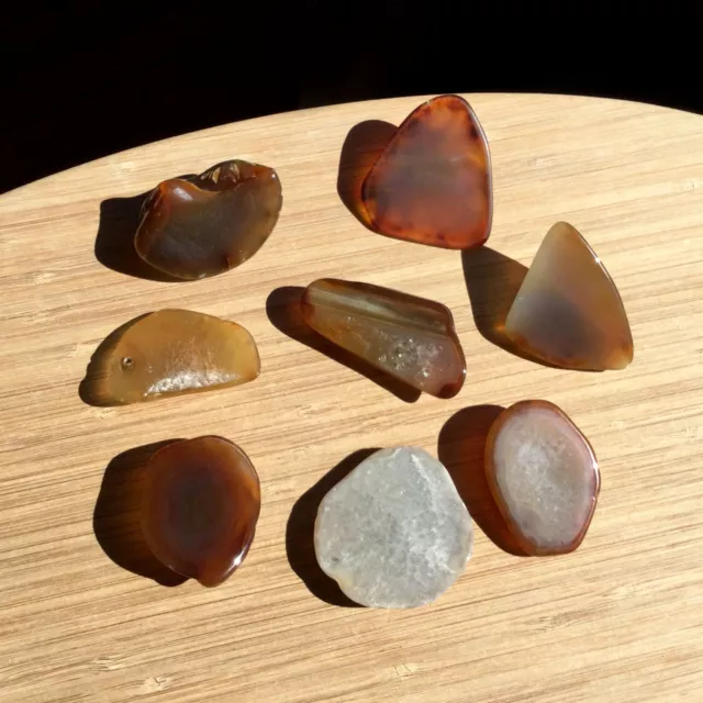 8 Mini Geode Ends Small Mixed Rock Slices Cut Polished Agate and Quartz Crystals