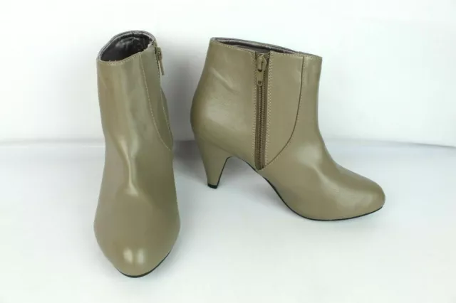 H&M Bottines cuir Synthétique gris taupe T 37 / UK 3.5 TRES BON ETAT