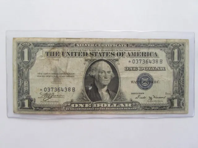 **SUPER RARE** 1935-B **STAR NOTE** $1 Dollar Blue Seal Silver Certificate 