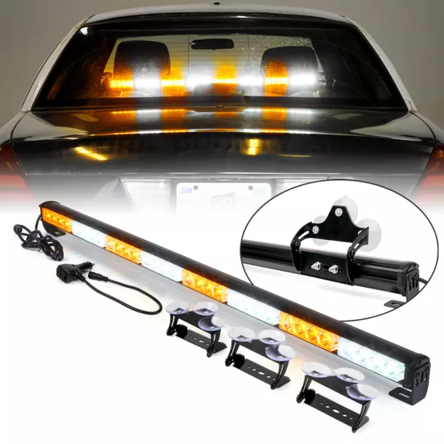 Xprite 35" Led Emergency Windshield Traffic Advisor Strobe Light Bar Amber White