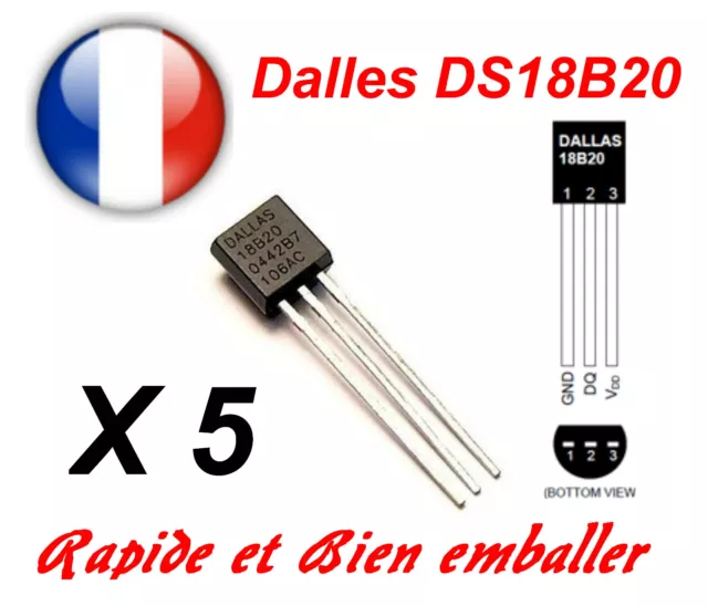 5 pieces Dallas DS18B20 1-Wire Digital Thermometer TO-92