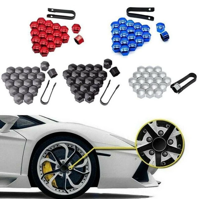 MOLIMOLI Cache-Boulons Voiture 17mm Noir - 21 Pièces Avec Outil - Protection Jantes