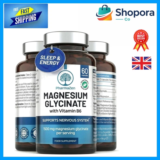 HIGH ABSORPTION MAGNESIUM Glycinate 1500mg - Boost Sleep & Energy - 60 ...