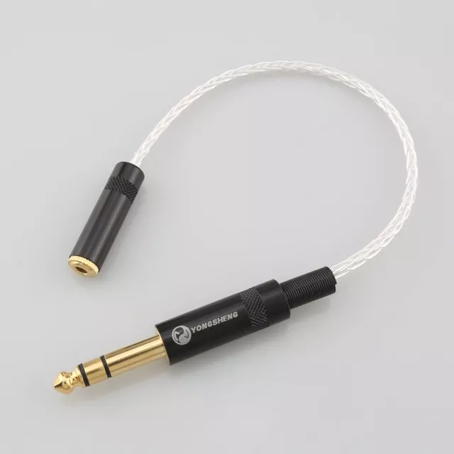 6.35mm Male to 3.5mm Stereo Female 7N OCC Silver Plated Audio Cable AUX Adapter