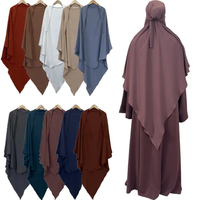 One Piece Women Long Khimar Hijab Scarf Muslim Amira Prayer Overhead Islamic Cap