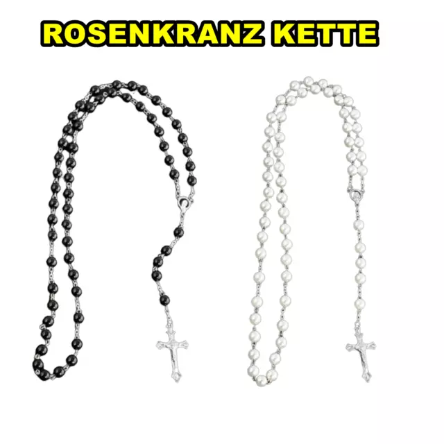 K659 Rosenkranz Kreuzkette Maria Perlen braun