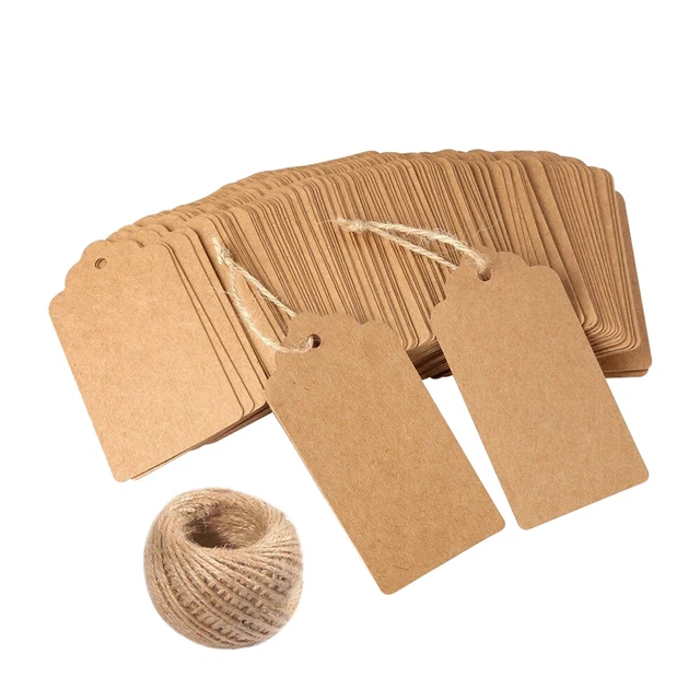 100x Colgante de papel kraft Etiquetas Colgante de regalo Veneno Etiquetas Con Yute SchnuHS
