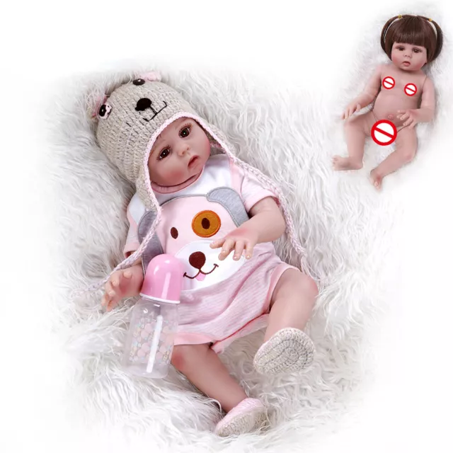 48CM Reborn Doll Cute Girl Doll Full Body Soft Vinyl Silicone Lifelike Bath Toy