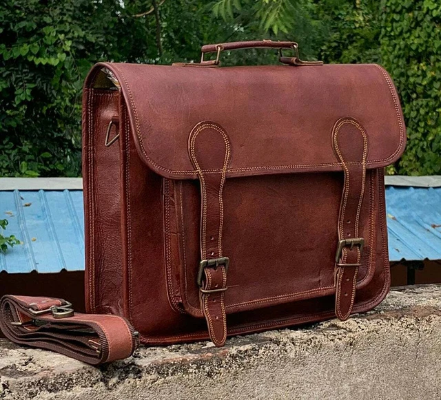 Hommes Vintage en cuir messager bandoulière ordinateur portable mallette...
