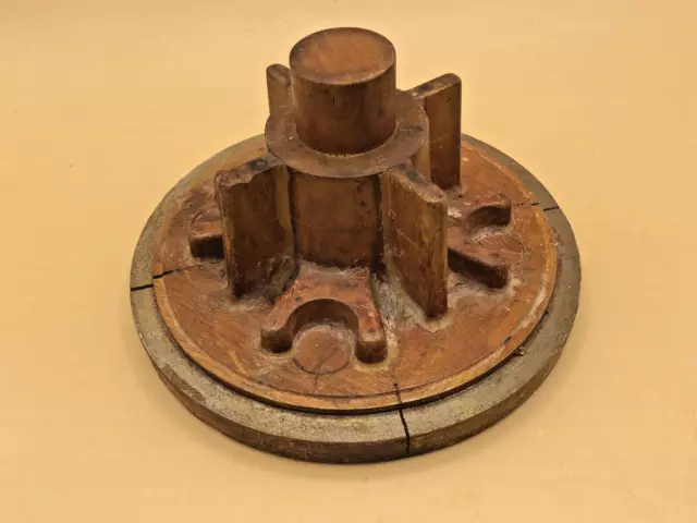 Antique Wood Mold Foundry Pattern Industrial steampunk sand cast cog gear wheel