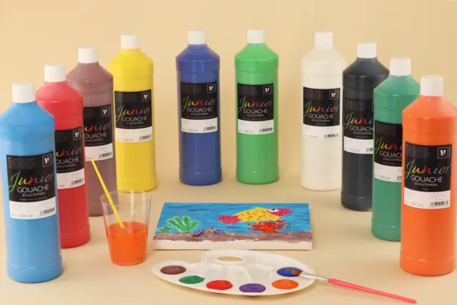 Malverk Junior® Malfarben Set für Kinder, Schulmalfarbe, Temperafarbe 12 x 1L 2