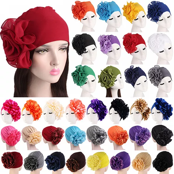 ✹ Cappello Turbante Musulmano A Fiore Grande Per Donna Foulard Anti-Perdita ☆