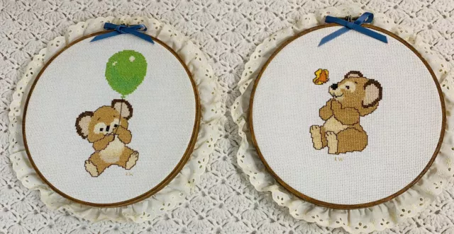 2 De colección osos koala enmarcada con aguja bebé niños decoración completa de la habitación