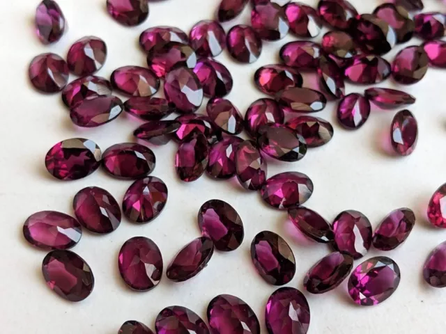 15 Pcs Natural Garnet Hyderabadi 4x6mm Oval Faceted Cut Loose Gemstone