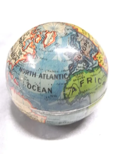 Ancien Globe Terrestre Terre Mappemonde Miniature En Tôle