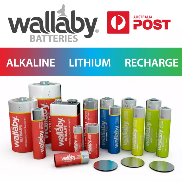 WALLABY ALKALINE,LITHIUM, RECHARGE AA,AAA,C,D,9v,23A,27A,N,LR1,CR123A  Batteries $7.95 - PicClick AU