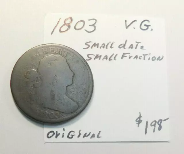 1803 Draped Bust Large Cent Small Fraction / Small Date Variety - Free Shipping!