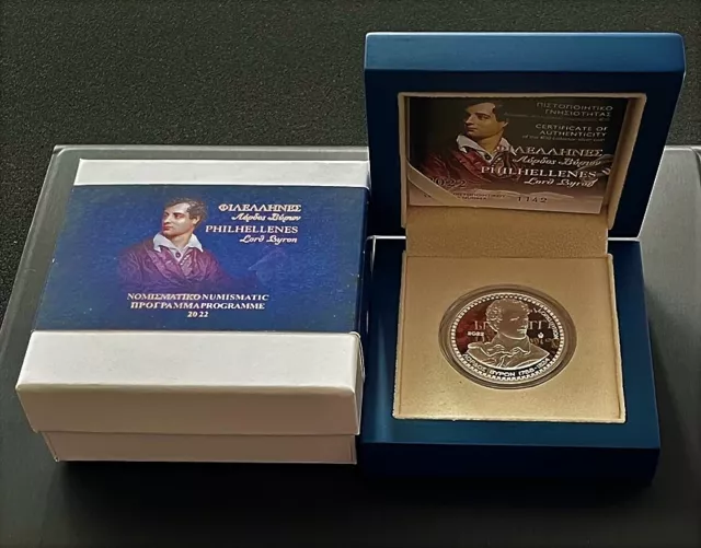 Griechenland 10 Euro 2022 - Lord Byron - 1 Unze Silber PP / Proof