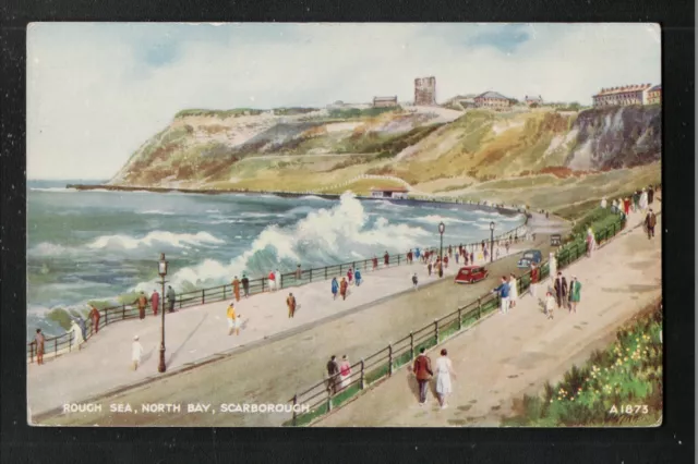 Rough Sea North Bay Scarborough 1900's ? Postcard ~ Yorkshire