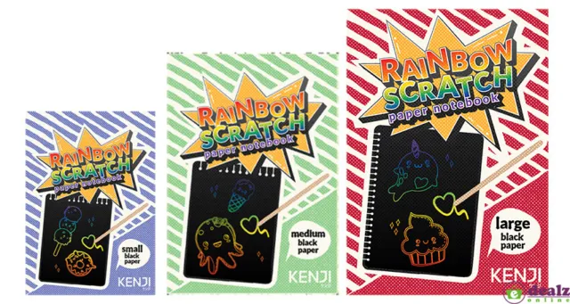 50 Sheets Magic Rainbow Scratch Art Paper Note book Fully Black for Kids  Drawing