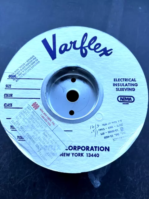 40 Ft 1/2” Varflex Varglas Silicone Rubber Coated Sleeving ES-4400 220c Gray