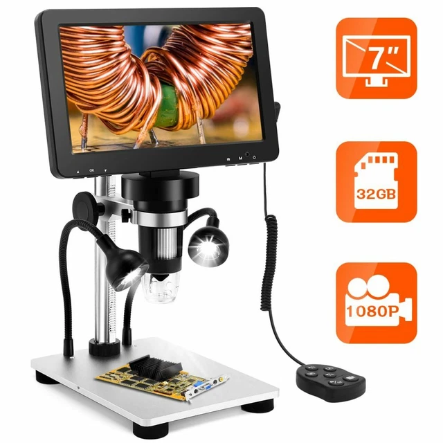 TOMLOV 7 In Lcd 1080p Video Recorder 1200X Magnifier Microscope Coin Pcb Repair