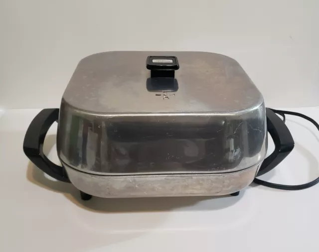 Sunbeam Electric Frying Pan Skillet High Dome Aluminum VTG Square Knob 425A  TEST