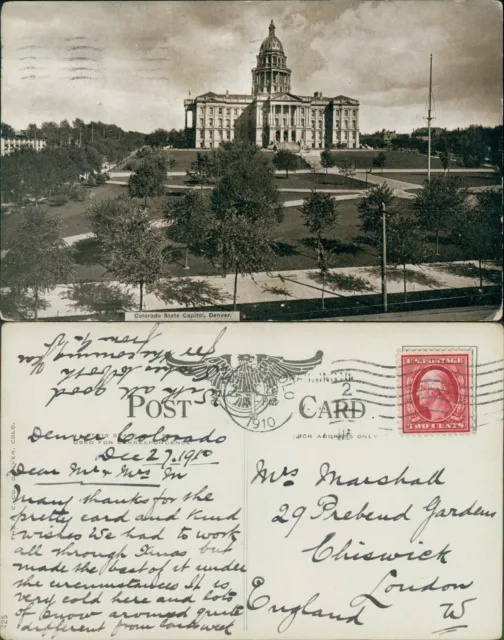 Denver Colorado State Capitol 1910 Cancel