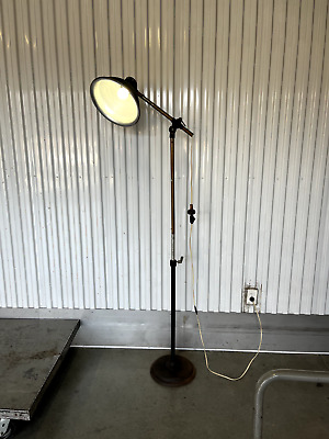 Vintage Industrial  Adjustable Height Pivoting Floor Reading Shop Photo Lamp