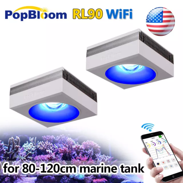 2PCS RL90 WiFi Reef Aquarium LED Light for 36"-48" SPS LPS Saltwater Coral Tank