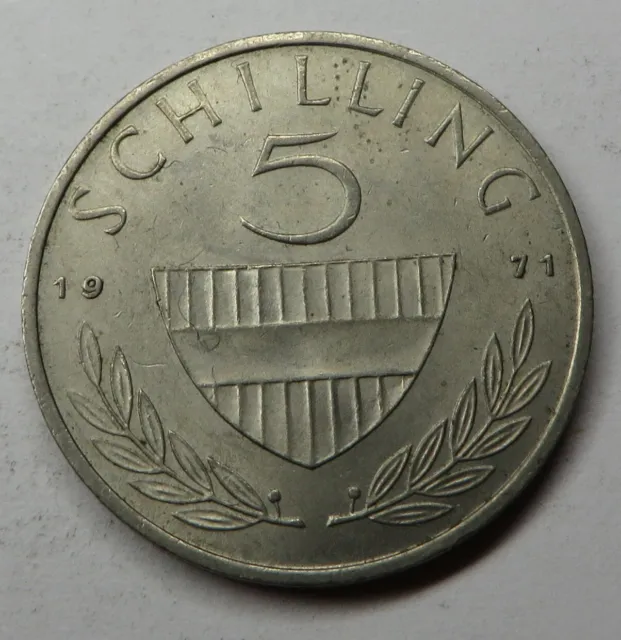 Austria 5 Schilling 1971 Copper-Nickel KM#2889a UNC