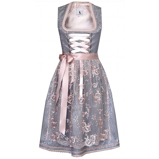 Dirndl Completo 3 Pezzi In Cotone Per Donna: Abito Tradizionale Per L'Oktoberfest Con Camicetta E Grembiule
