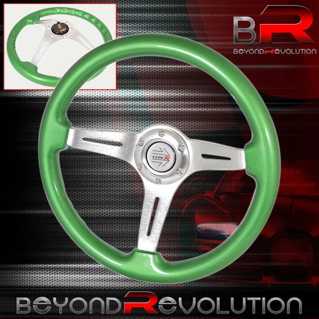 For Nissan Infiniti Green Wood Grain Trim Aluminum 3 Spokes Steering Wheel