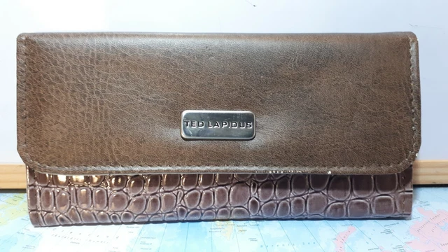 Sac Bowling Ted Lapidus Toile Et Cuir - Taille Grand, Couleur Marron, Porté épaule - Occasion Très Bon état