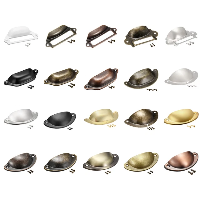 Iron Spray-Paint Cup Drawer Pull Kitchen Cabinet Handles w Screws