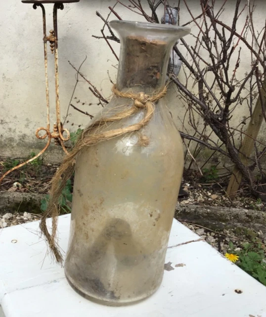 BOUTEILLE VERRE Soufflé XIXe PIEGE à VAIRONS PECHE ANCIENNE Jus De Grenier D