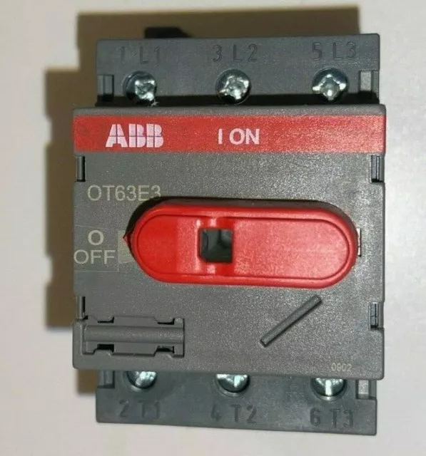 ABB OT63E3 Disconnect Switch  Rating: 80A 600VAC, DIN Mount / Screw Terminal NEW