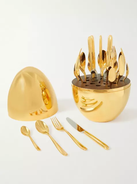 Gold Cutlery Sets 24 Piece Stainless Steel Knife Fork Spoon Dinner Set -...