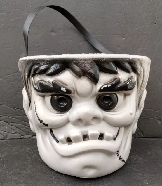 Vintage Halloween Blow Mold Frankenstein Monster Candy Pail Bucket