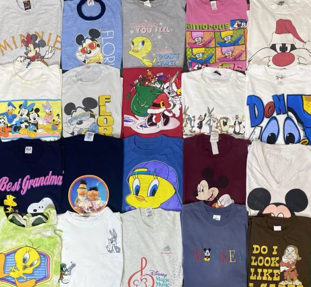 Vintage 90s Disney Looney Tunes Cartoons Shirt Lot Of 20 Mix Sizes TV Shows