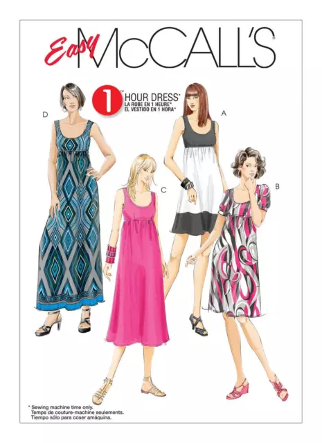 McCalls Easy SEWING PATTERN M5893 Dresses In 4 Lengths 8-16 or 18W-24W