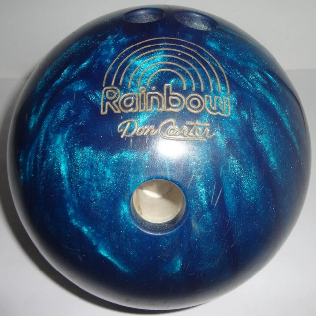 EBONITE RAINBOW DON CARTER BOWLING BALL 15 lb 12.8 oz VINTAGE BLUE SWIRL PATTERN