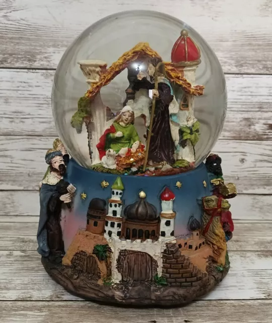 Nativity Musical Snow Globe Silent Night Holy Family Christmas Birth Of Jesus